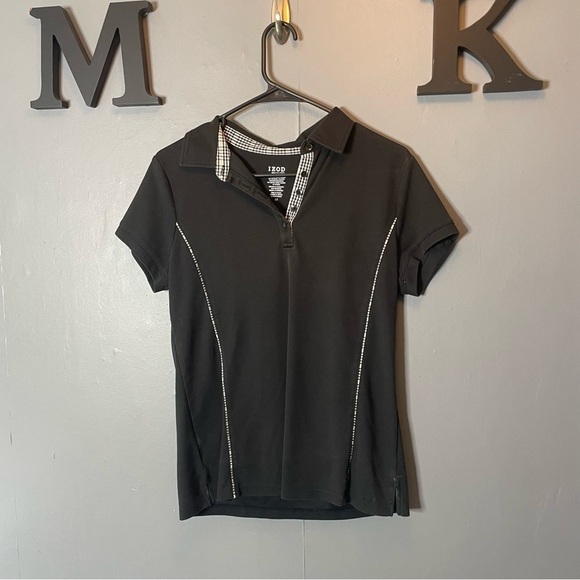 IZOD Black Women's short sleeve Polo Shirt size medium - Picture 1 of 8